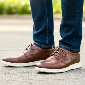 Cole Haan Grand OS Brown Wingtip Leather Dress Shoes C29414 Mens Size 10 M US